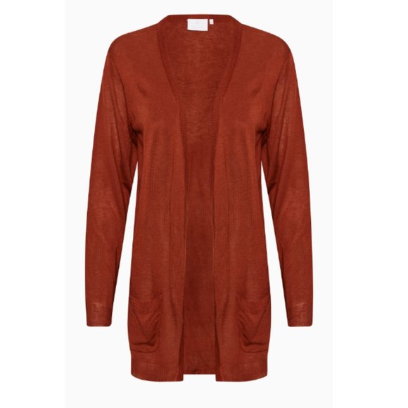 Kaffe Lightweight Long Sandra Cardigan In Amber - Picture 1 of 8